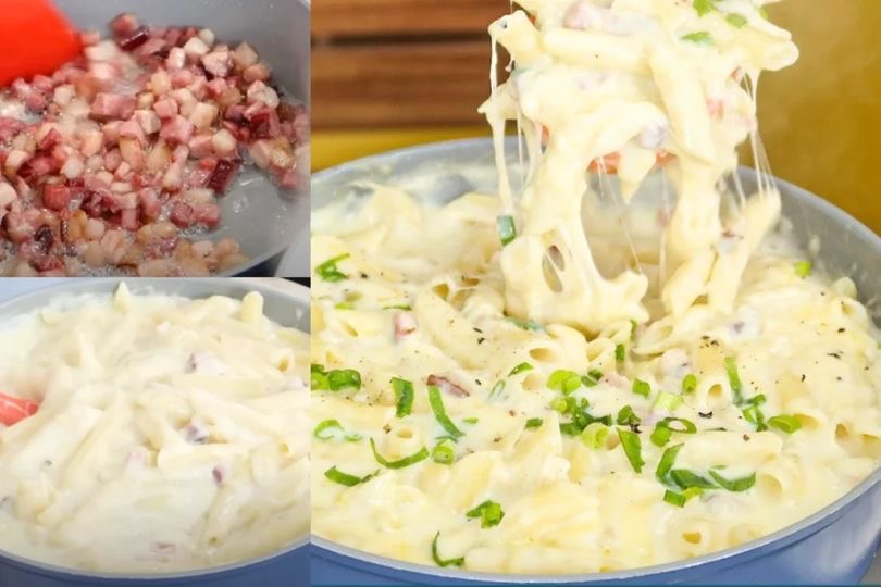 Como fazer um macarrão com bacon ao molho branco